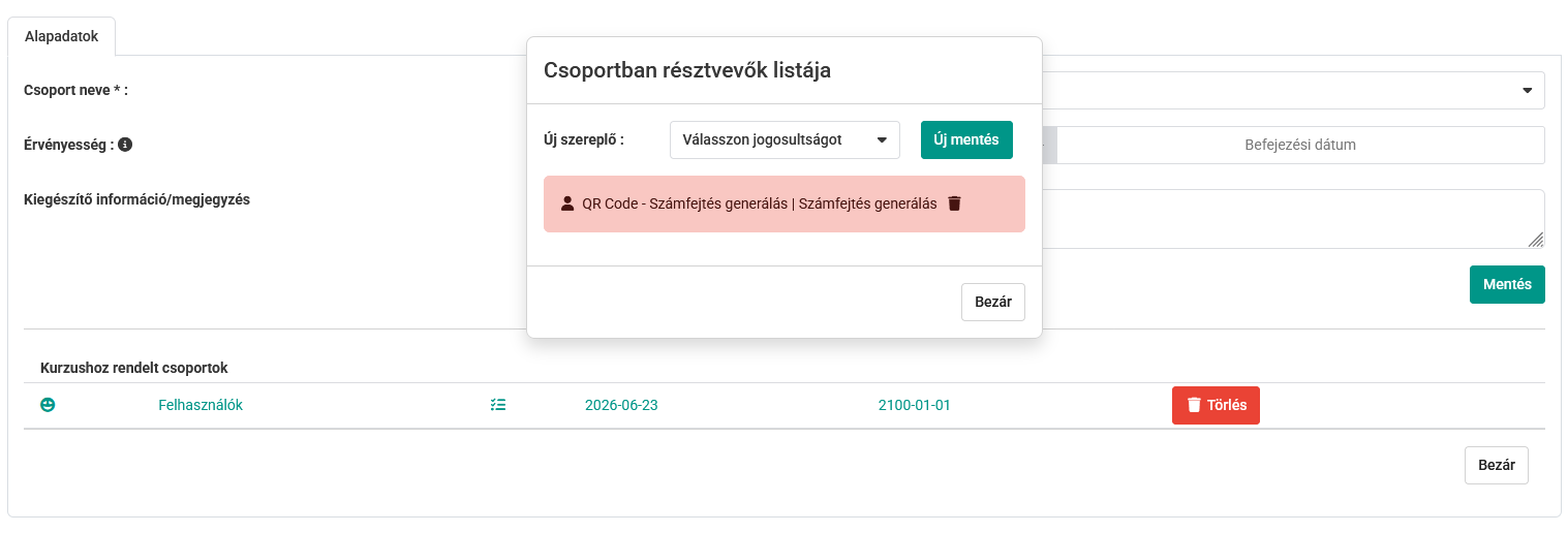 EMID VTK csoportok és jogosultságok